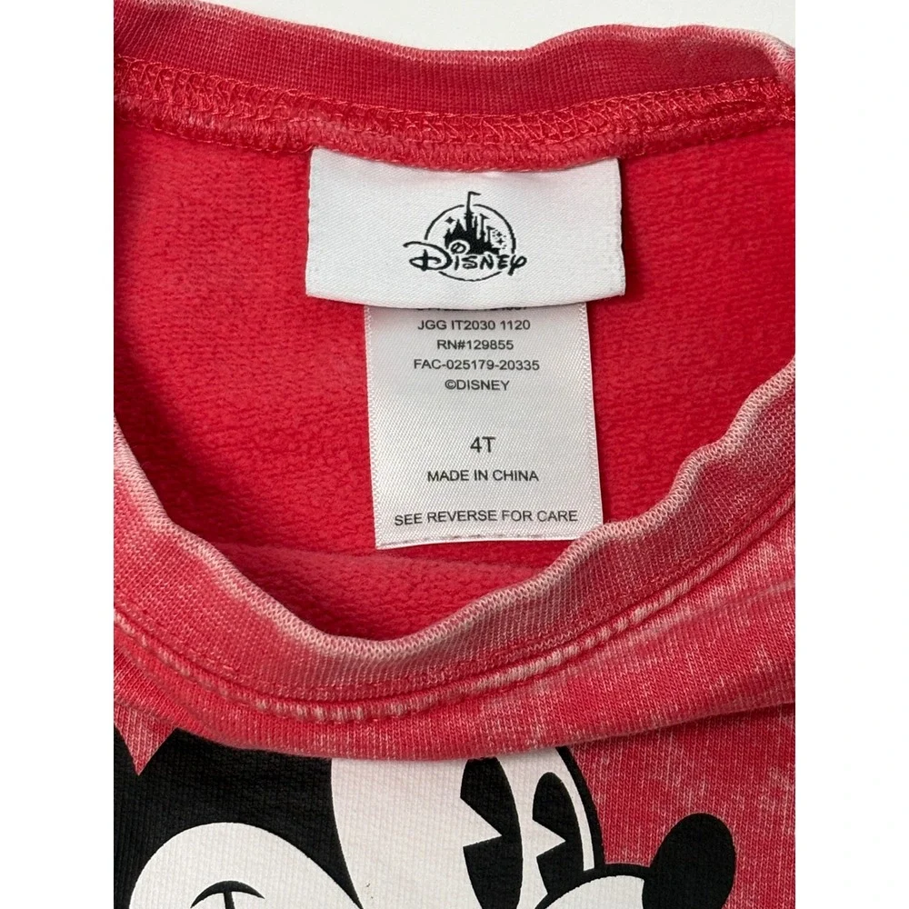 Disney 4T Mickey Mouse Sweatshirt Kids Red Excellent Acid Wash Walt Disney World